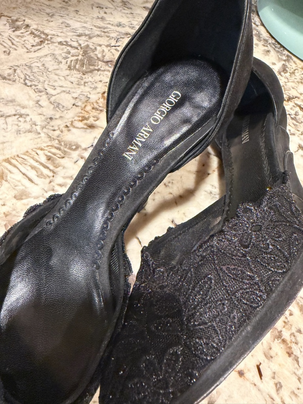 Giorgio Armani Black Lace Heel Wedge Pumps Sexy Date Night Baddie Designer - Picture 7 of 10